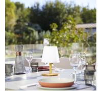 Lampada da tavolo senza fili - LUMISKY - STANDY MINI WOOD - H25 cm - Base in bambù naturale - Bianco caldo e LED bianco