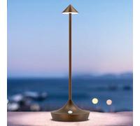 Lampada da Tavolo Senza Fili Ricaricabile, bravzurg 6000mAh Lampada da Comodino LED USB, Alluminio, Impermeabile, Dimmerabile, Wireless Luce Batteria per Scrivania Ristorante Esterno (Marrone)