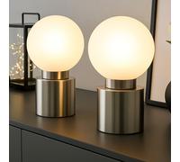 Lampada Da Tavolo Set Di 2 In Argento Con Vetro H 24,5 Cm [EEK: Non valutato]