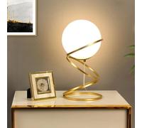 LAMPADA DA TAVOLO SFERA VETRO 4 ANELLI IN METALLO BRONZO LUME MODERNO G9 D31 [EEK: A]