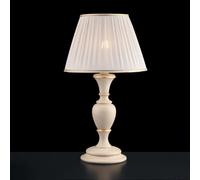 Lampada Da Tavolo Shabby Chic Fiorenza Legno Avorio Oro 1 Luce E27