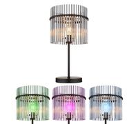 Lampada da tavolo Smart LED aste in vetro fumo chiaro lampada laterale nera lampada da camera da letto cambio colore, controllo vocale app, 8,5W 806lm bianco caldo, H 54,5 cm