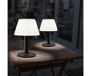 Lampada da Tavolo Solare Giardino Esterni 3 Livelli Regolatore LED H 28 CM 2x [EEK: Inaditato]