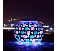 Lampada da Tavolo Solare, Luci A Mosaico Solare Che Cambiano Colore Luci Solari da Giardino con Sfera di Vetro Luci Notturne Solari Impermeabili Lampade da Tavolo, F, J