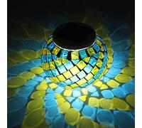 Lampada da Tavolo Solare, Luci A Mosaico Solare Che Cambiano Colore Luci Solari da Giardino con Sfera di Vetro Luci Notturne Solari Impermeabili Lampade da Tavolo, D, J
