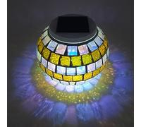 Lampada da Tavolo Solare, Luci A Mosaico Solare Che Cambiano Colore Luci Solari da Giardino con Sfera di Vetro Luci Notturne Solari Impermeabili Lampade da Tavolo, L, J