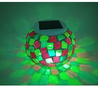 Lampada da Tavolo Solare, Luci A Mosaico Solare Che Cambiano Colore Luci Solari da Giardino con Sfera di Vetro Luci Notturne Solari Impermeabili Lampade da Tavolo, Q, J