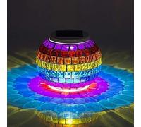 Lampada da Tavolo Solare, Luci A Mosaico Solare Che Cambiano Colore Luci Solari da Giardino con Sfera di Vetro Luci Notturne Solari Impermeabili Lampade da Tavolo, I, J