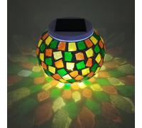 Lampada da Tavolo Solare, Luci A Mosaico Solare Che Cambiano Colore Luci Solari da Giardino con Sfera di Vetro Luci Notturne Solari Impermeabili Lampade da Tavolo, A, J