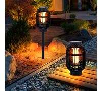 Lampada da Tavolo Solare per Esterni LED Chiodi Flammeneffekt 2in1 a Spiedo 2x