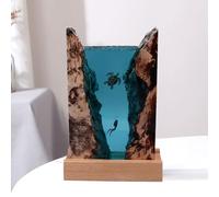 Lampada da tavolo Sunicon,LED oceano luce notturna ornamenti in resina Lampada da notte fatta a mano con balena per subacqueo dell'oceano per gli amanti dell'oceano