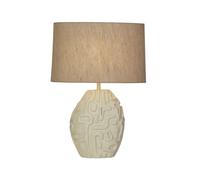 Lampada da Tavolo Tessuto Resina Grande 59,5 CM Bianco Crema E27 Comodino Camera