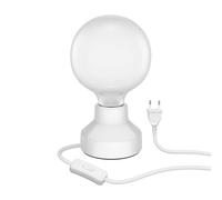 ledscom.de Lampada da tavolo in porcellana E27 TIX, rotonda con spina e interruttore, bianco, 90mm incl. lampadina E27 550lm bianco caldo