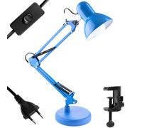 Lampada da tavolo TOBI E27 blu con supporto da tavolo