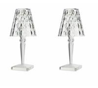 LAMPADA DA TAVOLO TRASPARENTE RICARICABILE BAR RISTORANTI HOTEL PUB LED 2pz [EEK: A]