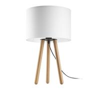 Lampada Da Tavolo Treppiede Legno Tessuto 46 Cm Piccola Naturale Scandinava E27