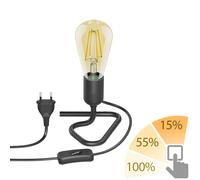 Lampada da tavolo TRIN portalampada nero interruttore + E27 LED vintage oro