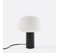 Lampada da tavolo, vetro opalino e marmo, altezza 27 cm, Agathilda Nero TU