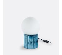 Lampada da tavolo, vetro striato colorato e opalino, Dima Blu TU