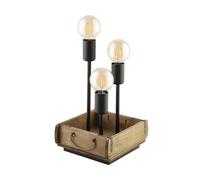 Lampada Da Tavolo Vintage Wootton Legno Marrone 3 Luci E27