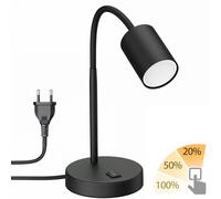 ledscom.de Lampada da tavolo WAIKA Interruttore a collo d'oca nero opaco + lampada a LED bianco caldo 3 fasi dimming 500lm