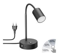 ledscom.de Lampada da tavolo WAIKA, nera, USB-A, USB-C, incl. lampada LED GU10 (dimmer a 3 livelli, bianco, 6,1W, 609lm)