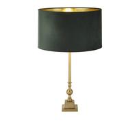 Lampada da tavolo Whitby - Ottone anticato e paralume in velluto verde