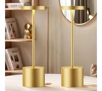 Lampada da tavolo wireless da 4000 mAh, 3 colori e luce LED dimmerabile, per uso interno ed esterno (oro 2), design moderno, ricaricabile, illuminazione versatile