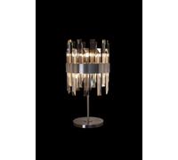 Lampada da tavolo ZENNA, nichel satinato, cristallo trasparente, 6 luci attaco G9, ø 25 cm x H. 50 cm, lampadina non inclusa