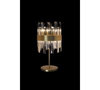 Lampada da tavolo ZENNA, Oro satinato, cristallo trasparente, 6 luci attaco G9, ø 25 cm x H. 50 cm, lampadina non inclusa