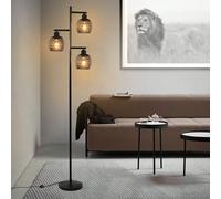 Lampada da terra 1/2ER Lampada da terra Lampada da terra per soggiorno Lampada da terra vintage retrò in metallo Attacco E27 Lampada da terra 3 fiamme Max.25W Lampada da terra industriale nera per cam