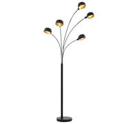 Lampada da Terra 200 cm 5 Bulbi E14 Nero e Oro