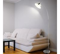 Lampada da Terra Arco Piantana Pavimento Schermo Orientabile Cromo Bianco H [EEK: Non valutato]