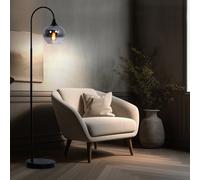 Lampada Da Terra A Arco LED Nera In Vetro Fumè Retro [EEK: F]