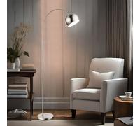 Lampada Da Terra A Braccio LED Sferica Orientabile Cromata Nickel Opaco [EEK: F]