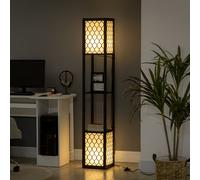 Lampada da Terra a Colonna in MDF e Plastica con 2 Ripiani, per Soggiorno, Studio e Camera da Letto, 26x26x156 cm