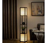 Lampada da Terra a Colonna in MDF e Plastica PP con 2 Ripiani, per Soggiorno, Studio e Camera da Letto, 26x26x156 cm, Bianca e Nera Description:Alla tua casa manca un tocco di stile? Questa lampada da