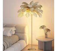 Lampada da terra a forma di albero, eleganti lampade da terra in piume di struzzo naturali, romantica lampada da comodino per camera da letto della principessa, lampada con piume di illuminazione