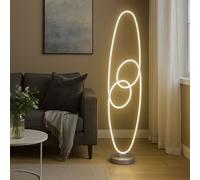 Lampada da terra a LED argento lampada da terra in alluminio lampada di design CCT lampada da soggiorno in piedi, funzione memoria, 39W 2200Lm bianco caldo-freddo, H 122 cm