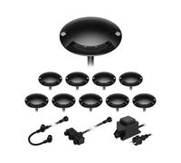 ledscom.de Lampada da terra a LED BUNDA, 1 lampada, extrapiatta, per esterni, alluminio, nero, rotonda, 7cm Ø, bianco freddo, set di 10