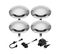 ledscom.de Lampada da terra a LED Bunda, a 1 luce, per esterni, transitabile, bianco caldo, set da 4