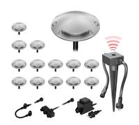 Lampada da terra a LED Bunda, a 2 luci, con sensore crepuscolare per esterni