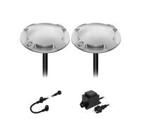 ledscom.de Lampada da terra a LED Bunda, a 4 fiamme, per esterni, transitabile, bianco freddo, set da 2
