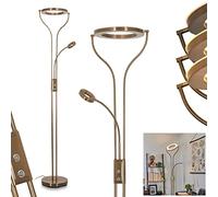 Lampada da terra a LED Cavate in metallo/vetro in ottone antico/bianco, con dimmer e interruttore on/off sull'alloggiamento, 24 watt/5 watt, 2320 lumen (totali), 3000 Kelvin