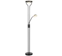 Lampada da terra a LED dimmerabile, braccio di lettura e faretto orientabili, nero opaco, H 180 cm