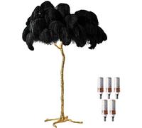 Lampada da terra a LED dimmerabile, design moderno con piume di struzzo naturali, illuminazione in resina per soggiorno e ufficio, decorazione per la casa