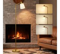 Lampada da terra a LED dimmerabile Homcom, lampada da terra moderna per soggiorno con paralume rotante a 350 gradi ° , Lampadina 3 temperature di colore 3000K/4000K/6500K e E27, per camera da letto,