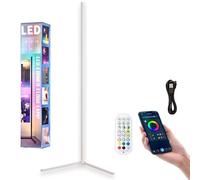 Lampada da terra a LED, lampada angolare RGB intelligente da 142 cm con APP e telecomando, 16 milioni di colori + luce ambientale che cambia colore della scena con sincronizzazione musicale white