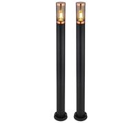 Lampada da terra a LED paletto luminoso percorso luce dimmerabile con telecomando lampade da giardino nero, cambio colore RGB acciaio inossidabile rame, 8.5W 806lm bianco caldo, PxH 12,7x110cm, set di