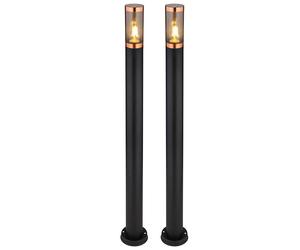 Lampada da terra a LED, paletto luminoso, segnapasso, dimmerabile, lampade da giardino, nero, controllo tramite app, acciaio inossidabile rame, 10W 806Lm, PxH 12,7x110cm, set di 2